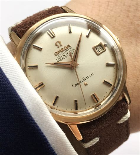 omega constellation mens watch leather strap|vintage Omega Constellation chronometer watch.